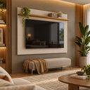 Ver imagem 1 de Painel Home Theater para TV até 70 Polegadas com Prateleira Off White/Marrom - Notável Móveis