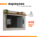 Ver imagem 5 de Painel Home Theater para TV até 70 Polegadas com Prateleira Off White/Marrom - Notável Móveis