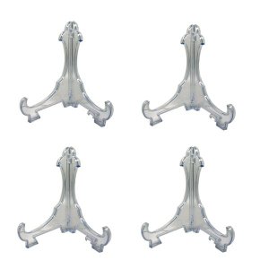 Kit 4 Peças Suporte para Pratos Acrílico Transparente 17,5Cm