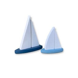 Kit 2 Veleiros Azul Claro e Azul Escuro Decoração Enfeite Barquinhos Náutico - 3