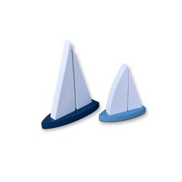 Kit 2 Veleiros Azul Claro e Azul Escuro Decoração Enfeite Barquinhos Náutico - 4