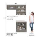Ver imagem 3 de Lavanderia Modulada 03 Peças 100% MDF com Aéreo Basculante e Tampo Cinza/Calcare Americana