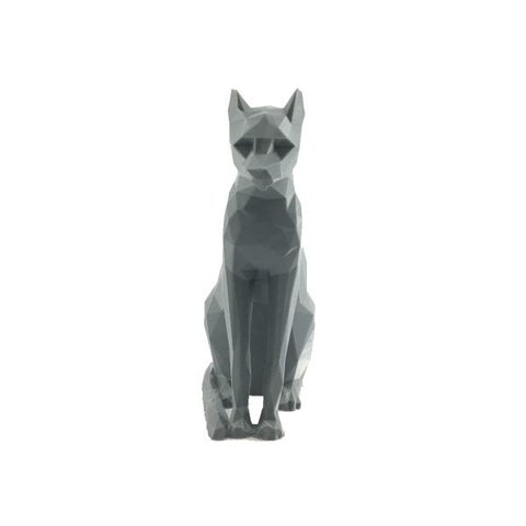 Gato Low Poly Geométrico Decoração 3D: Cinza