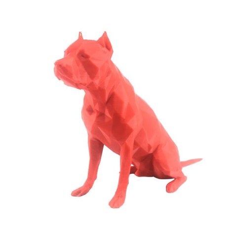 Pitbull Low Poly Geométrico Decoração 3D:Vermelho