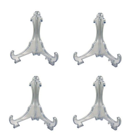 Kit 4 Peças Suporte para Pratos Acrílico Transparente 15Cm
