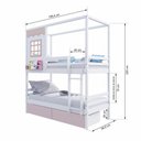 Ver imagem 5 de Beliche Infantil Casinha Reta 02 Gavetas com Escada Fixa Madeira Maciça Branco Rosa Megamobília