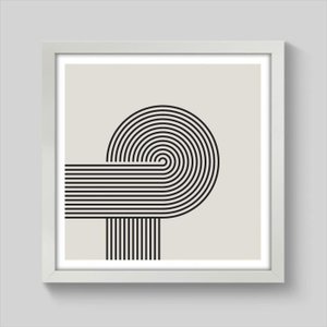 Quadro Curvas - 30x30cm - Moldura Caixa Branco