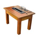Ver imagem 3 de Mesa de Centro Mesinha Madeira de Demolição com Lareira Ecológica