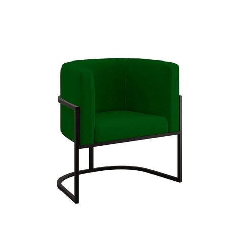 Poltrona Cadeira Decorativa Lua Base de Ferro Black Verde