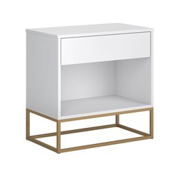 Criado Malta Industrial Branco Base de Ferro Dourado - 2