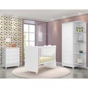 Ver imagem 2 de Dormitório Doce Sonho 2 Portas, Cômoda 4 Gavetas e Berço Branco com Rodízio e Colchão D18 - Qmovi