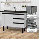 Ver imagem 2 de Gabinete de Cozinha 3 Gavetas Armário de Pia 1 Porta 114cm:branco