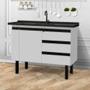Ver imagem 1 de Gabinete de Cozinha 3 Gavetas Armário de Pia 1 Porta 114cm:Branco