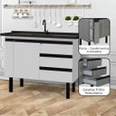 Ver imagem 2 de Gabinete de Cozinha 3 Gavetas Armário de Pia 1 Porta 114cm:Branco