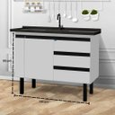 Ver imagem 5 de Gabinete de Cozinha 3 Gavetas Armário de Pia 1 Porta 114cm:Branco