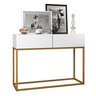 Aparador Buffet Pequeno com Pés de Ferro Dourado Eros 90cm Ideal para Apartamento Branco Fosco Luxo - 1