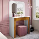 Ver imagem 2 de Penteadeira Camarim 90cm com Espelho Lilian Branco/naturalle B02 - Mpozenato