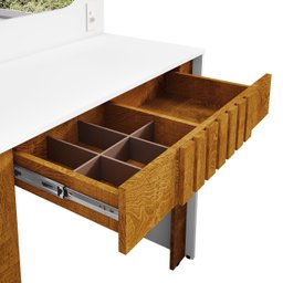 Penteadeira Camarim 90cm com Espelho Lilian Branco/naturalle B02 - Mpozenato - 4