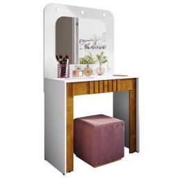 Penteadeira Camarim 90cm com Espelho Lilian Branco/naturalle B02 - Mpozenato - 1