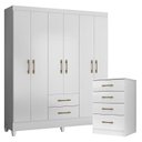 Ver imagem 1 de Guarda Roupa Casal Panamá e Cômoda Ms913 Branco Brilho – Moval