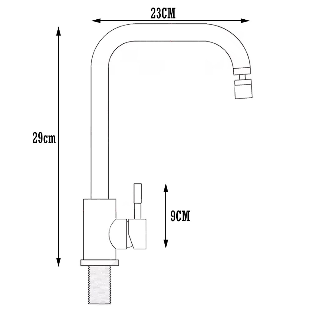 Torneira Gourmet Monocomando Misturador Água Quente e Fria para Cozinha Bancada Pia Bico Aerador - 6