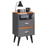 Mesa de Cabeceira Retrô Mesinha Pequena Canto Quarto Apoio Cama Gavetas Nicho Cinza/Cinamomo-RPM - 1