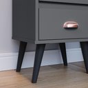 Ver imagem 6 de Mesa de Cabeceira Retrô Mesinha Pequena Canto Quarto Apoio Cama Gavetas Nicho Cinza/Cinamomo-RPM