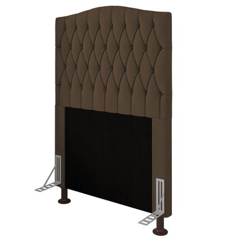 Cabeceira Greta Cama Box Solteiro 90cm Suede Marrom