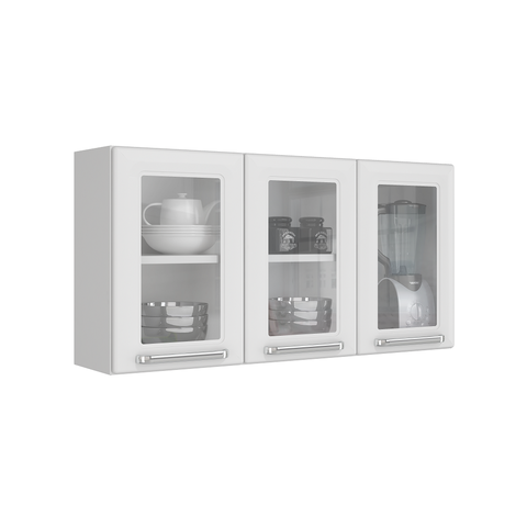 Armario Aéreo 3 Portas C/ Vidro Luce - Itatiaia Branco