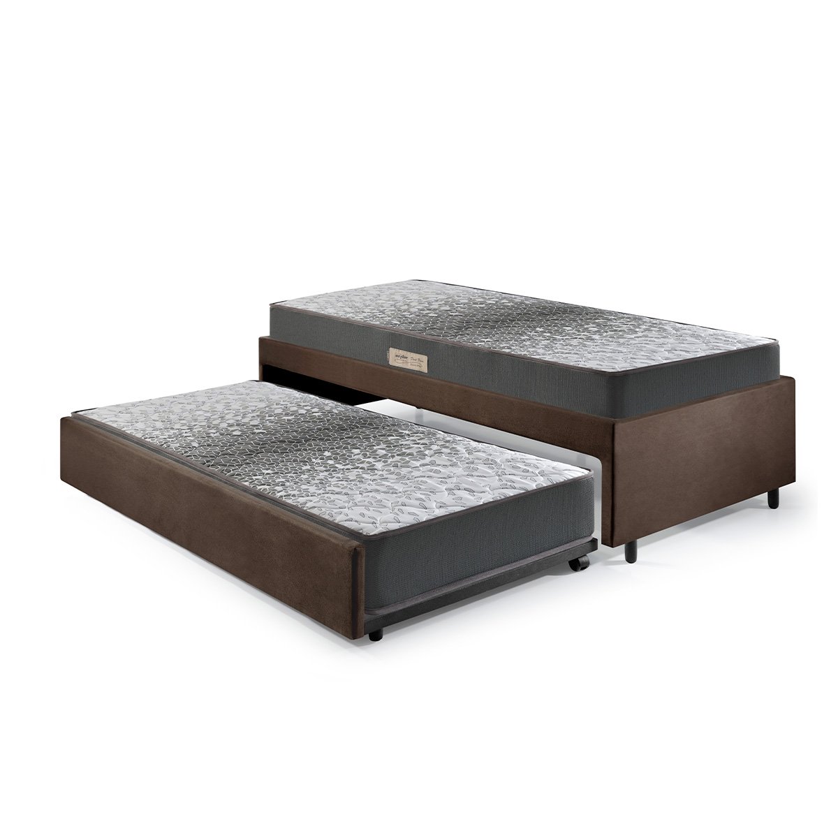 Bicama Box Solteiro 88x188 Suede Marrom com Dois Colchões de Espuma Dual Firm Ecoflex - 5