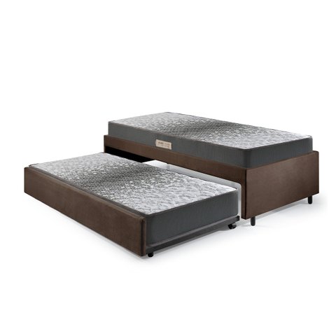 Bicama Box Solteiro 88x188 Suede com Dois Colchões de Espuma Dual Firm Ecoflex