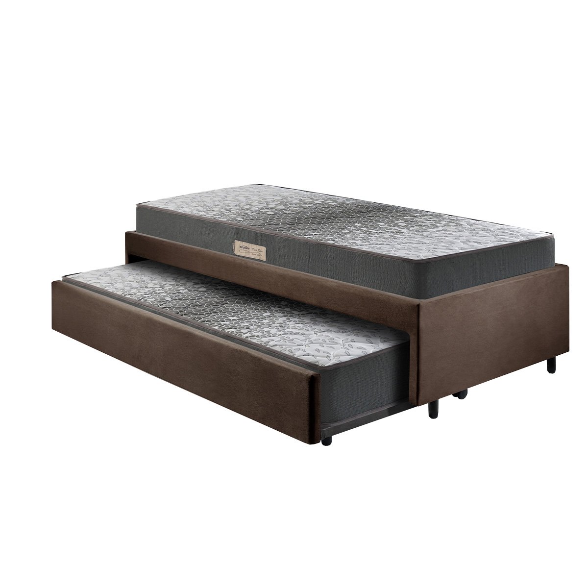 Bicama Box Solteiro 88x188 Suede Marrom com Dois Colchões de Espuma Dual Firm Ecoflex - 7