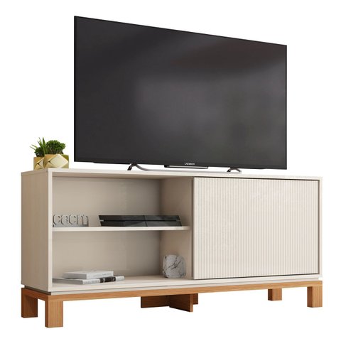 Rack Bancada para Tv 45 Pol 136cm Lucca Off White/freijó C01 - Mpozenato
