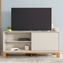 Ver imagem 4 de Rack Bancada para Tv 45 Pol 136cm Lucca Off White/freijó C01 - Mpozenato
