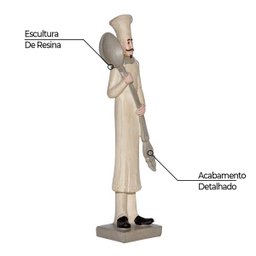 Enfeite Cozinheiro De Resina Decoração Cozinha 27cm Altura - 1
