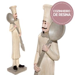 Enfeite Cozinheiro De Resina Decoração Cozinha 27cm Altura - 3