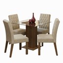 Ver imagem 2 de Conjunto Sala de Jantar Mesa Tampo de Vidro 4 Cadeiras Rustic/imperial Noemi Madesa