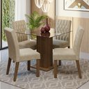 Ver imagem 1 de Conjunto Sala de Jantar Mesa Tampo de Vidro 4 Cadeiras Rustic/imperial Noemi Madesa