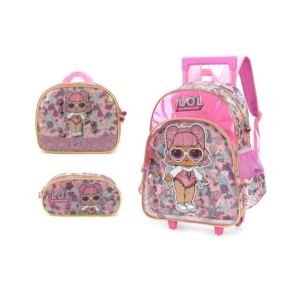 Mochila Feminina De Rodinha Lol Surprise+ Estojo E Lancheira ...