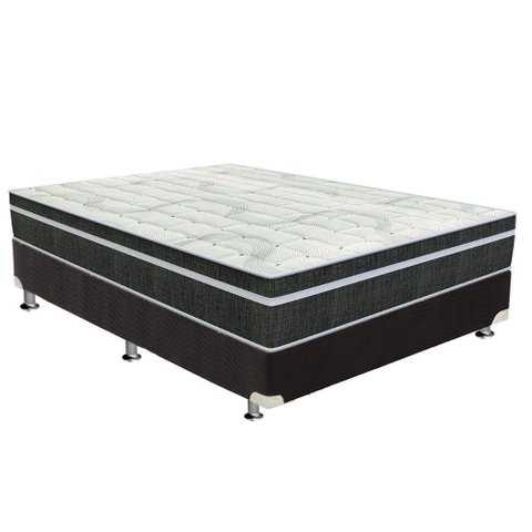 Cama Box Casal: Colchão Molas Orthoflex Bonnel Venezia + Base CRC Suede Black(138x188)