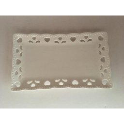 Bandeja Decorativa Porcelana Branca Coração Vazado 20X11,5Cm - 3