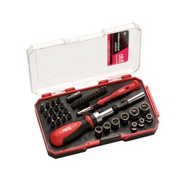 Jogo de chave fenda com 41 Pçs cabo com catraca soquetes bi - 1
