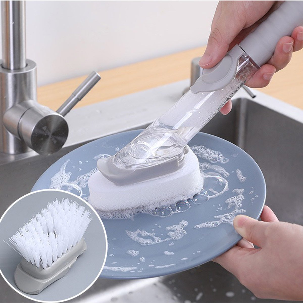 Escova e Esponja de Limpeza com DIspenser 50ml