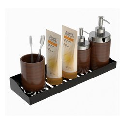 Porta Shampoo Adesivo Sem Furar Parede Preto DF - 5 Porta Shampoo Adesivo Sem Furar Parede Preto DF - 5