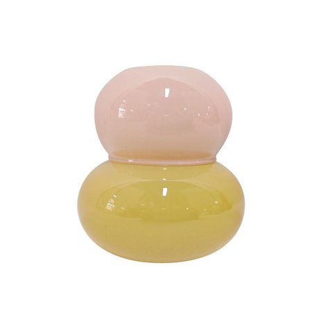 Garrafa Decorativa de Vidro Rosa e Amarelo 8,5cm Bx0011 Btc