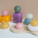 Ver imagem 3 de Garrafa Decorativa de Vidro Rosa e Amarelo 8,5cm Bx0011 Btc