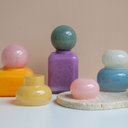 Ver imagem 4 de Garrafa Decorativa de Vidro Rosa e Amarelo 8,5cm Bx0011 Btc