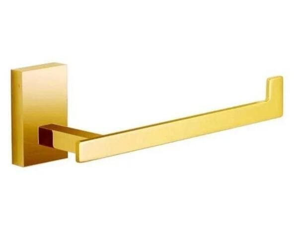 Porta Papel Higiênico Quadrado Em Metal Dourado Gold V-2688-C
