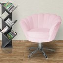 Ver imagem 2 de Poltrona Decorativa Pétala Pés Metal Giratório Suede Rosa Bebê - Ds Estofados