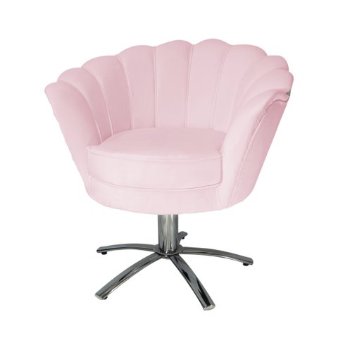 Poltrona Decorativa Pétala Pés Metal Giratório Suede Rosa Bebê - Ds Estofados